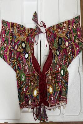 Heavy kutchi embroidered blouse with real mirrors & shells 4