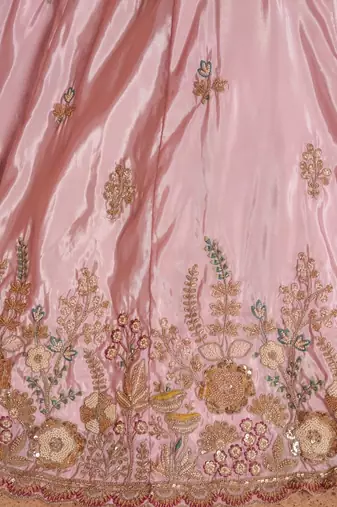 Pastel pink Floral Embroidered Designer Lehenga Set