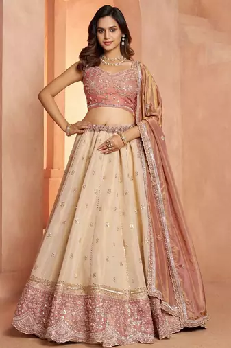 Designer Peach  Lehenga with Luxurious Embellished Details