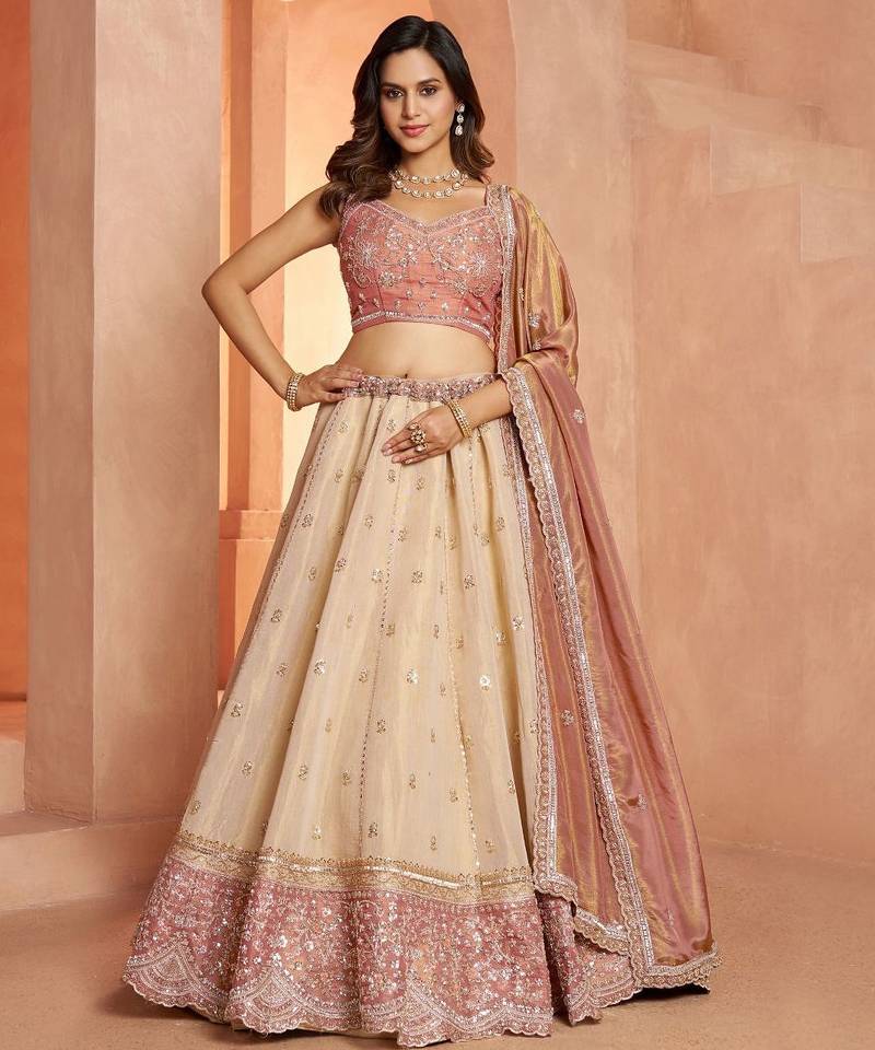 Designer Peach  Lehenga with Luxurious Embellished Details