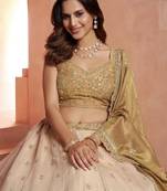Graceful Gold Lehenga Featuring Handcrafted Embroidery