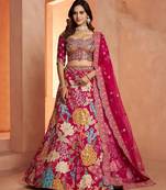 Glamorous Lehenga with All-Over Mirror Embellishments & Floral Artistry