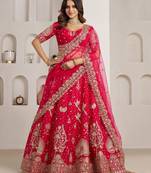 Bridal Couture Rani Lehenga with Royal Floral Embroidery