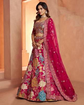Glamorous Lehenga with All-Over Mirror Embellishments & Floral Artistry 2