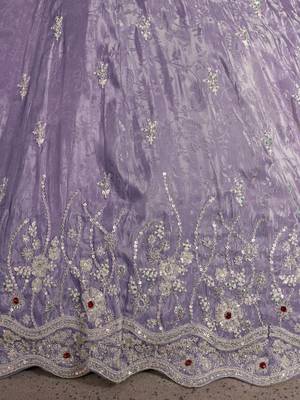 Luxurious Purple Banarasi Tissue Lehenga Adorned with Bead Embellishments 3