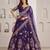Luxurious Purple Lehenga Featuring Intricate Floral and Bird Designs