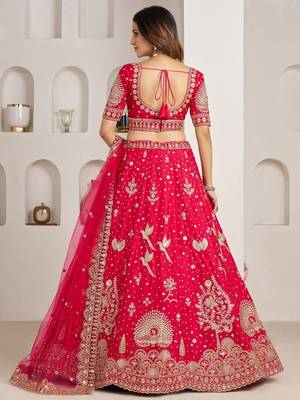 Bridal Couture Rani Lehenga with Royal Floral Embroidery 3