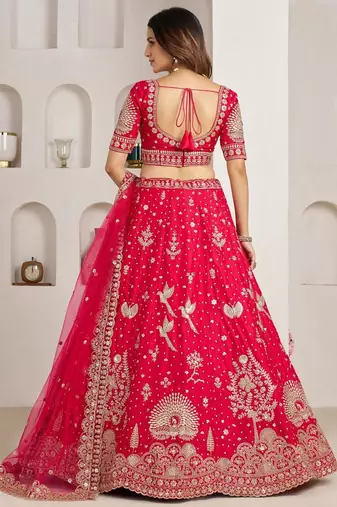 Bridal Couture Rani Lehenga with Royal Floral Embroidery