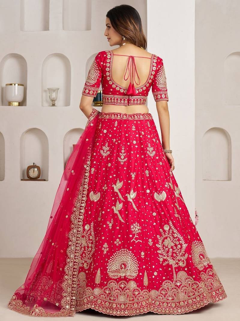 Bridal Couture Rani Lehenga with Royal Floral Embroidery