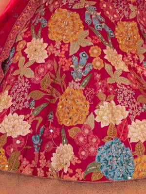 Glamorous Lehenga with All-Over Mirror Embellishments & Floral Artistry 4