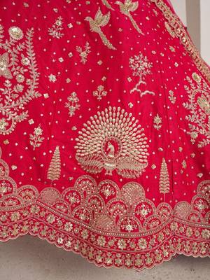 Bridal Couture Rani Lehenga with Royal Floral Embroidery 4