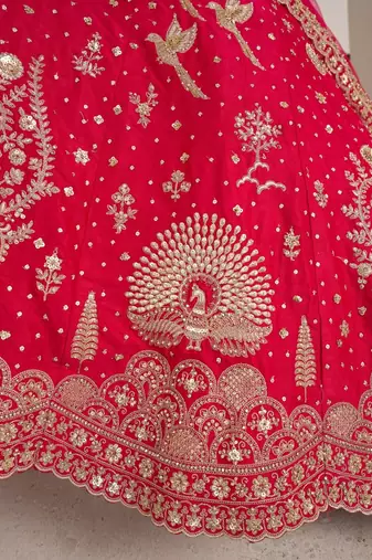 Bridal Couture Rani Lehenga with Royal Floral Embroidery