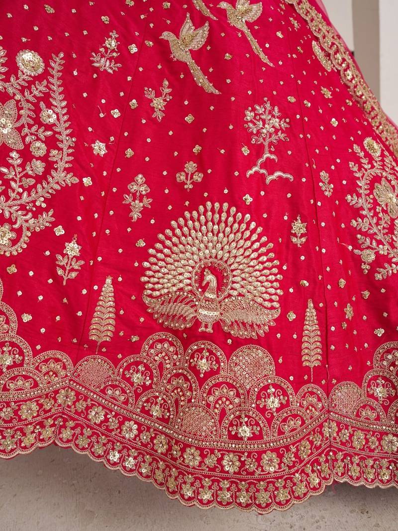 Bridal Couture Rani Lehenga with Royal Floral Embroidery