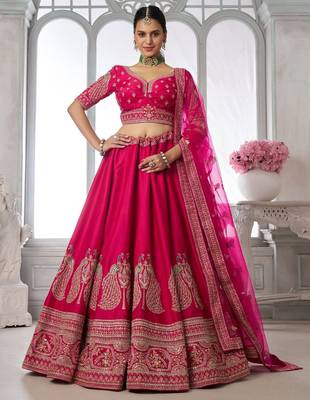 Luxurious Purple Lehenga Featuring Intricate Floral and Bird Designs 1