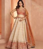 Dreamy Rust Cream Girlish Lehenga with Handcrafted Embellishments