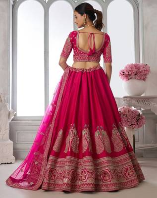 Luxurious Purple Lehenga Featuring Intricate Floral and Bird Designs 3