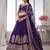 Designer Purple Silk Lehenga Choli with Embroidered Peacock Motifs
