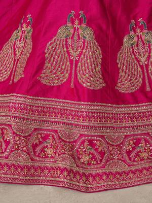 Luxurious Purple Lehenga Featuring Intricate Floral and Bird Designs 4