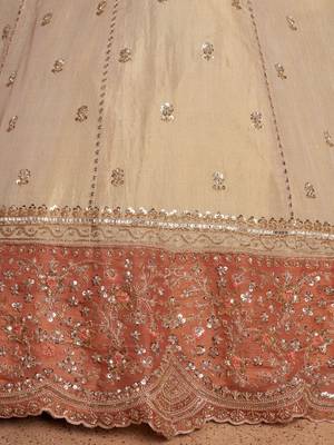Dreamy Rust Cream Girlish Lehenga with Handcrafted Embellishments 4