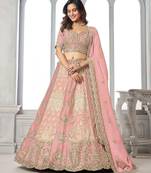 Designer Pink Raw Silk Lehenga with Intricate Embroidered Detailing