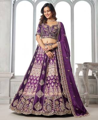 Imperial Purple Lehenga Featuring Rich Raw Silk and Handcrafted Embroidery 1