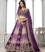 Imperial Purple Lehenga Featuring Rich Raw Silk and Handcrafted Embroidery