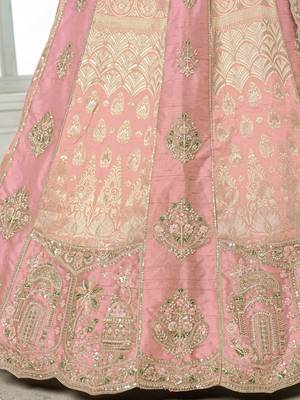 Designer Pink Raw Silk Lehenga with Intricate Embroidered Detailing 4
