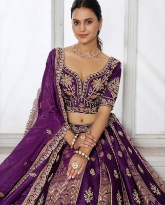 Imperial Purple Lehenga Featuring Rich Raw Silk and Handcrafted Embroidery 2