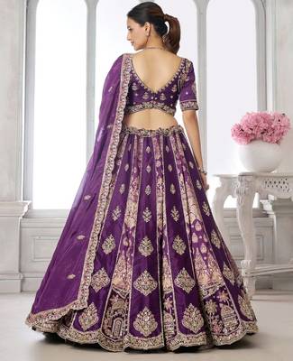 Imperial Purple Lehenga Featuring Rich Raw Silk and Handcrafted Embroidery 3