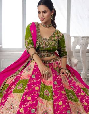 Designer Multi-Color Mehendi Lehenga Choli with Embroidered Blouse 2