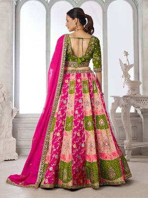 Designer Multi-Color Mehendi Lehenga Choli with Embroidered Blouse 3