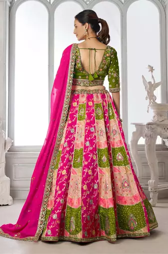 Designer Multi-Color Mehendi Lehenga Choli with Embroidered Blouse