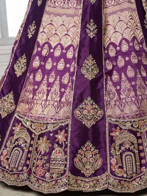 Imperial Purple Lehenga Featuring Rich Raw Silk and Handcrafted Embroidery 4