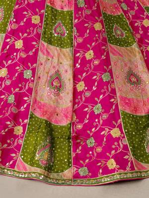 Designer Multi-Color Mehendi Lehenga Choli with Embroidered Blouse 4