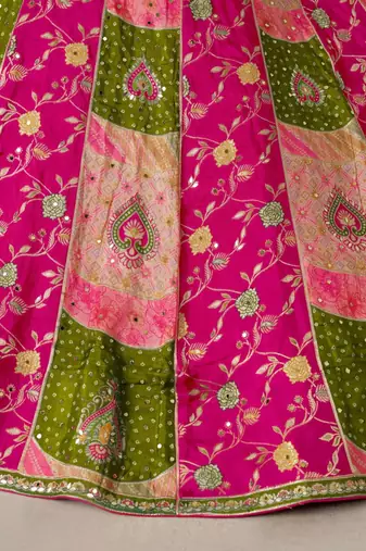 Designer Multi-Color Mehendi Lehenga Choli with Embroidered Blouse