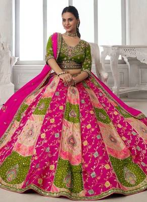 Designer Multi-Color Mehendi Lehenga Choli with Embroidered Blouse 5