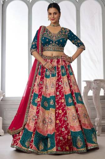 Designer Multi-Color  Lehenga Choli with Embroidered Blouse