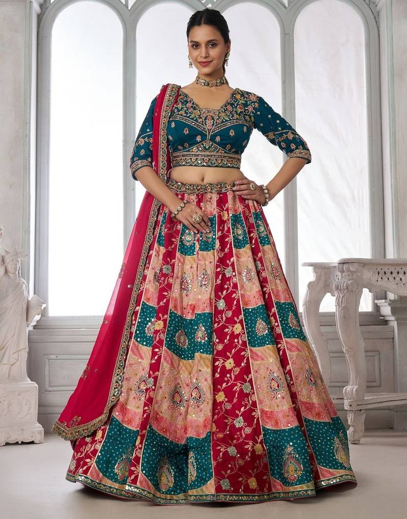 Designer Multi-Color  Lehenga Choli with Embroidered Blouse