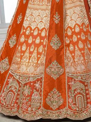 Elegant Rust Lehenga Featuring Rich Raw Silk and Artisan Craftsmanship 4