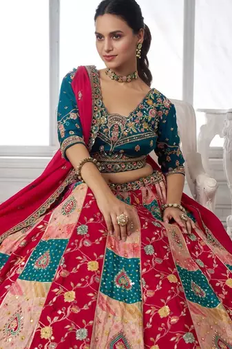 Designer Multi-Color  Lehenga Choli with Embroidered Blouse