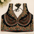 Black heavy embroidery sweetheart neck sleeveless blouse