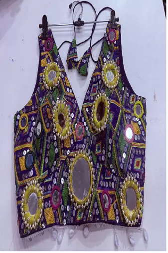 Purple kutchi mirror work designer readymade blouse for women | navratri garba choli with pearl & tassel detailing