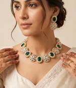 Indian bollywood gold plated kundan choker bridal necklace earrings jewelry set