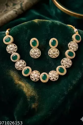 Indian bollywood gold plated kundan choker bridal necklace earrings jewelry set