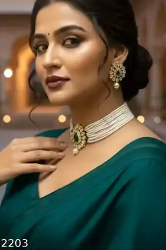 Indian bollywood gold plated kundan choker bridal necklace earrings jewelry set