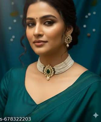Indian bollywood gold plated kundan choker bridal necklace earrings jewelry set 2