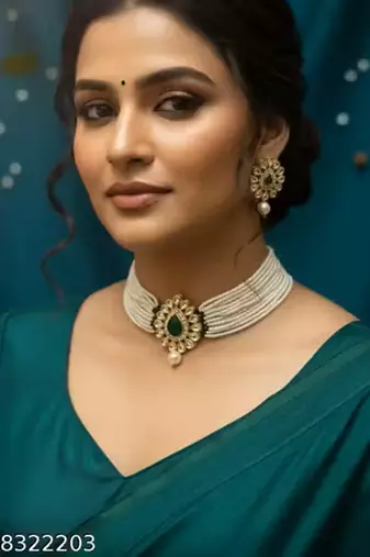 Indian bollywood gold plated kundan choker bridal necklace earrings jewelry set