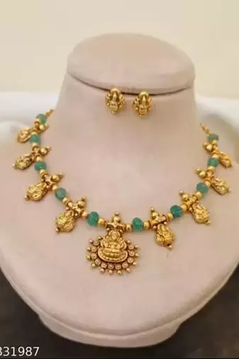 Indian bollywood gold plated kundan choker bridal necklace earrings jewelry set