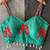 Teal green navratri designer readymade blouse for women | embroidered garba choli with shell lace detailing