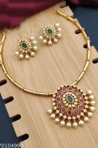 Indian bollywood gold plated kundan choker bridal necklace earrings jewelry set